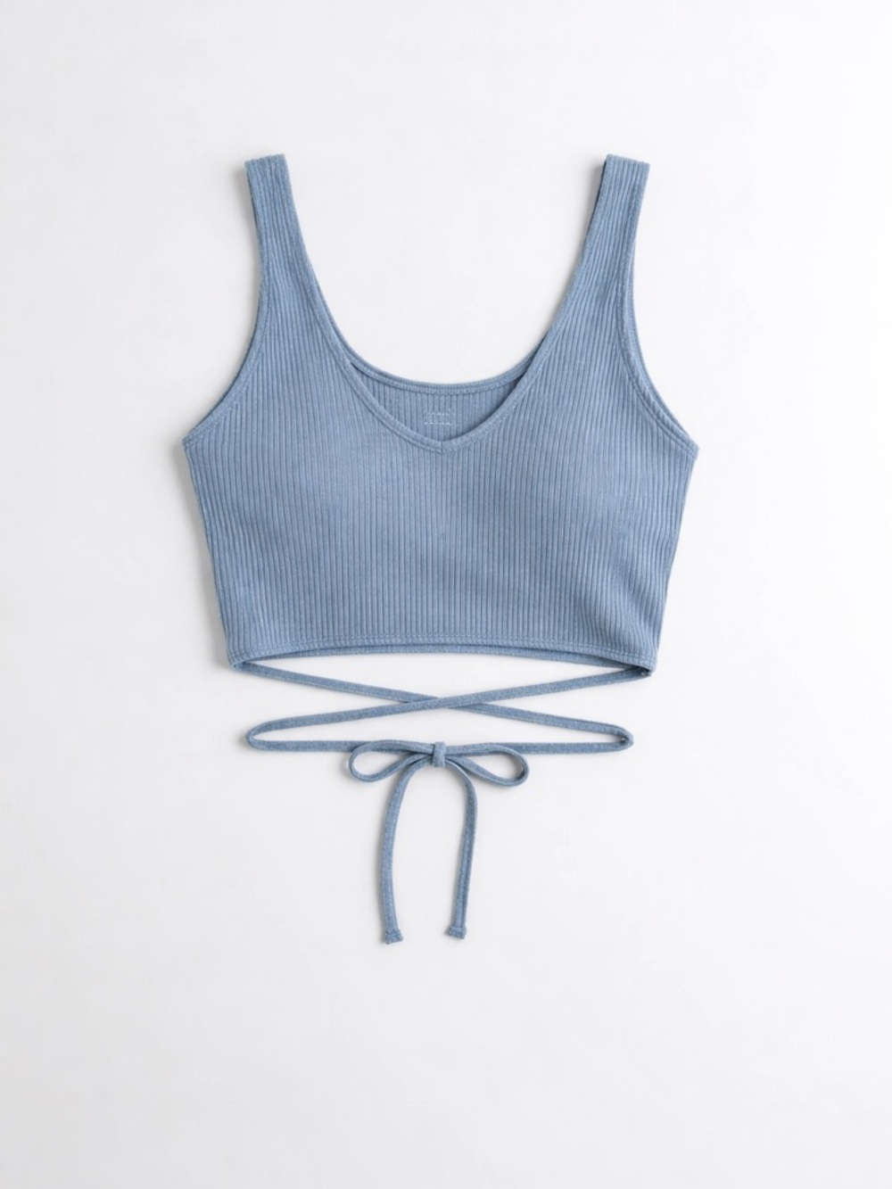 Gilly Hicks Ribbed V-Neck Wrap Crop Tank — Light Blue